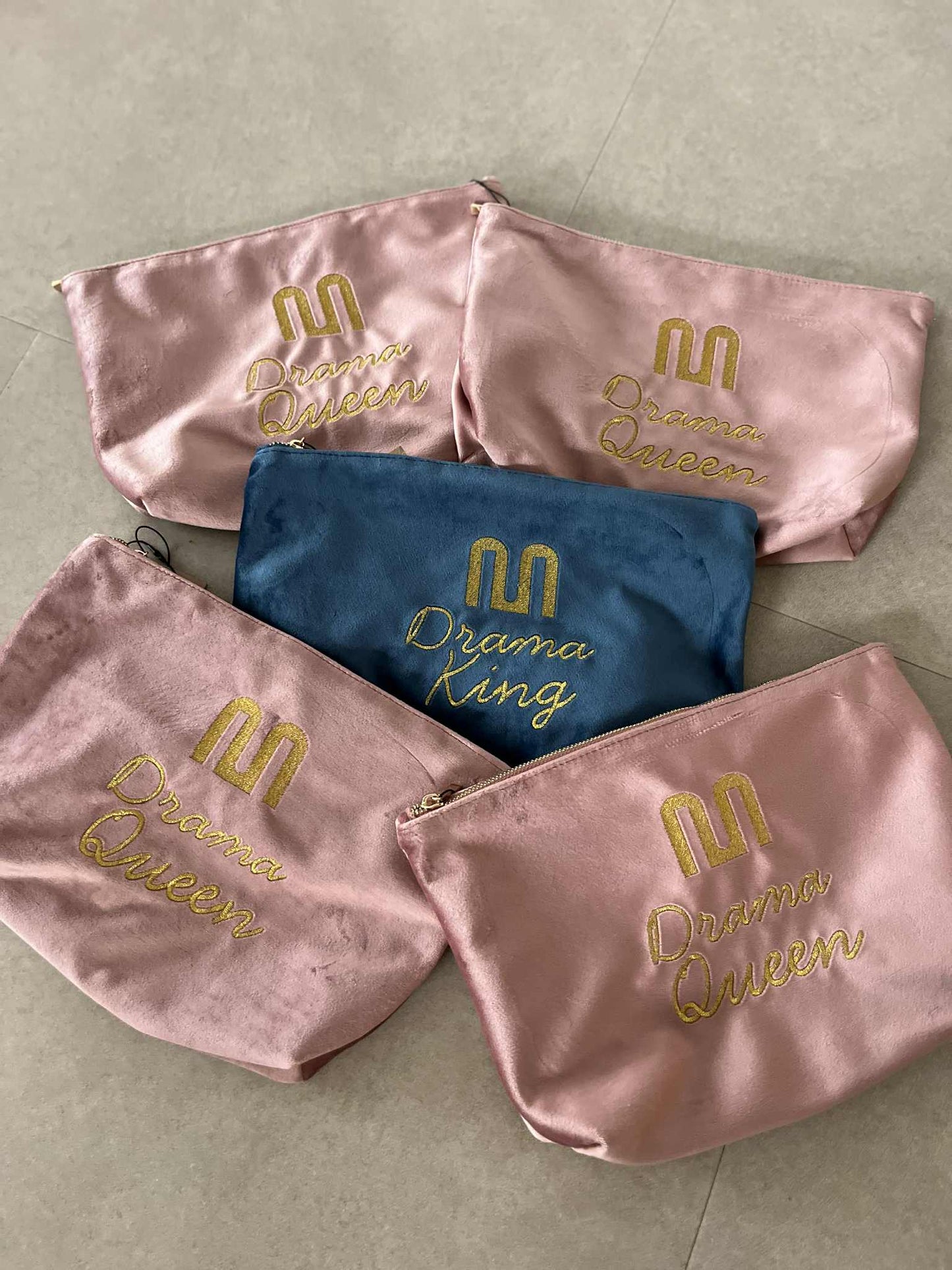Gepersonaliseerde velvet tas roze of blauw