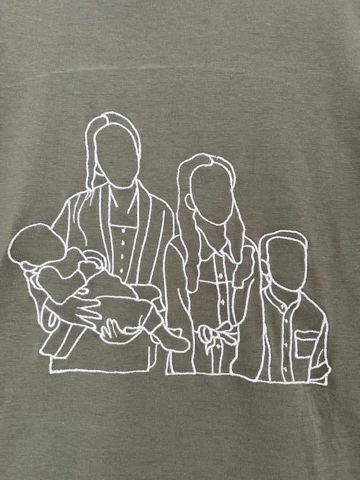 Gepersonaliseerd unisex T-shirt met lijntekening GROOT