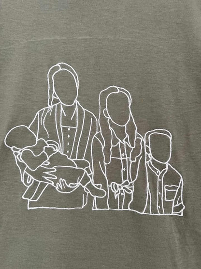 Gepersonaliseerd unisex T-shirt met lijntekening GROOT