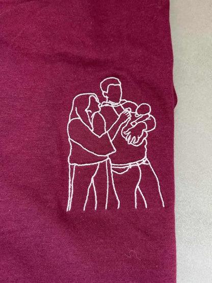 Gepersonaliseerd unisex T-shirt met borduurwerk op linker borst