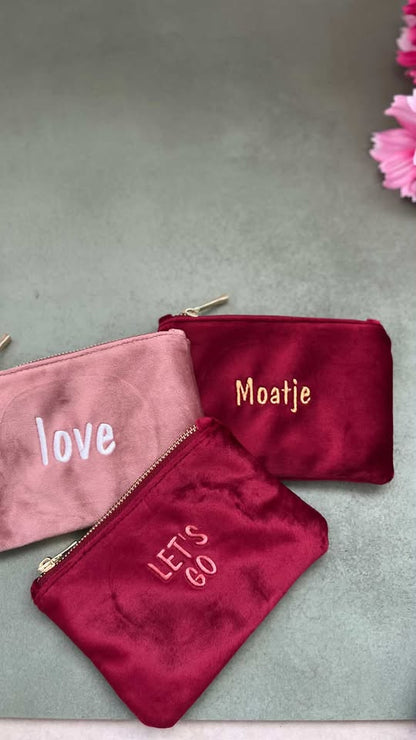 Gepersonaliseerd Fluwelen Tasje klein-Uniek Cadeau met Borduring
