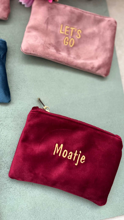 Gepersonaliseerd Fluwelen Tasje klein-Uniek Cadeau met Borduring
