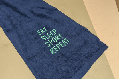 Sporthanddoek geborduurd met leuke of eigen tekst