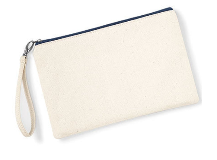 gepersonaliseerde Canvas Wristlet Pouch met geborduurde Bloemenletter
