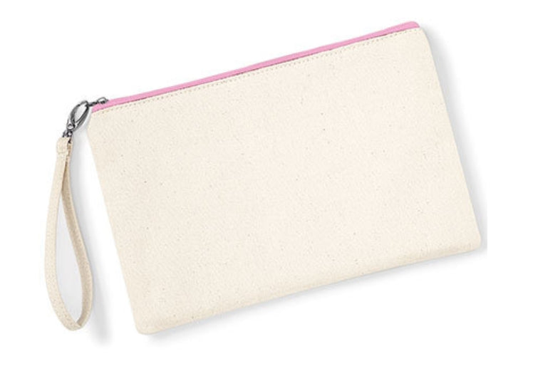 gepersonaliseerde Canvas Wristlet Pouch met geborduurde Bloemenletter