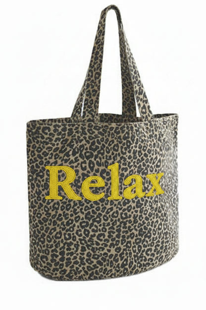 Gepersonaliseerde canvas draagtas met luipaardmotief