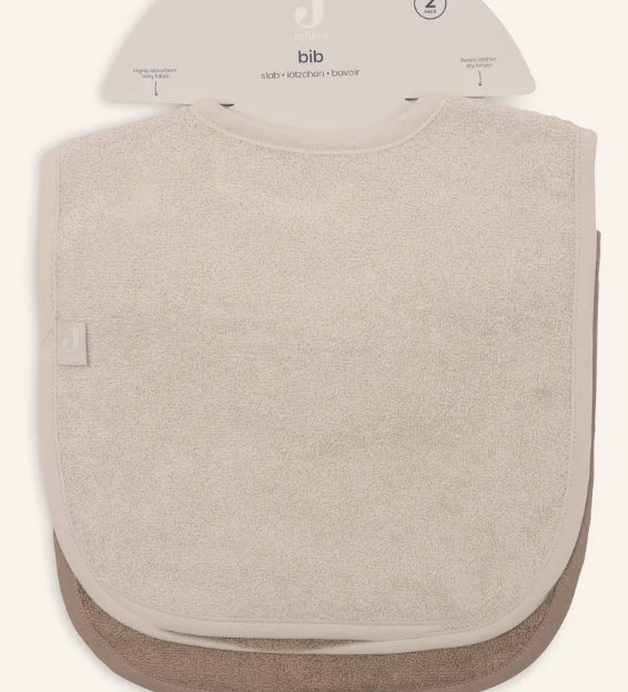 Gepersonaliseerde slabbetjes Badstof - Sand/Milky Coffee - 2 Stuks