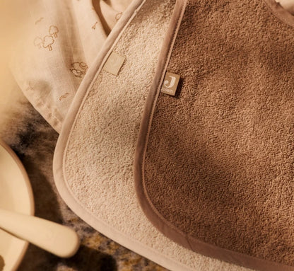 Gepersonaliseerde slabbetjes Badstof - Sand/Milky Coffee - 2 Stuks